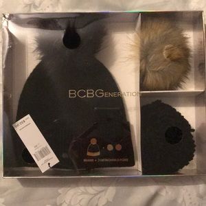 NEW BCBGeneration Beanie with 3 detachable Poms